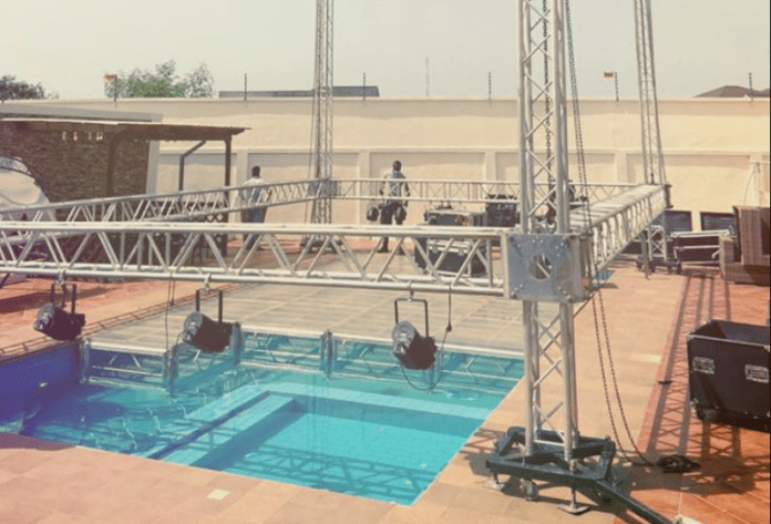 Shatta Wale mounts stage on his swimming pool for Faith Concert