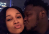 Medikal gives Sister Derby a peck on the cheeks