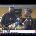 Dr Sledge Duodu presents coronavirus relief items to Accra Police Regional Command