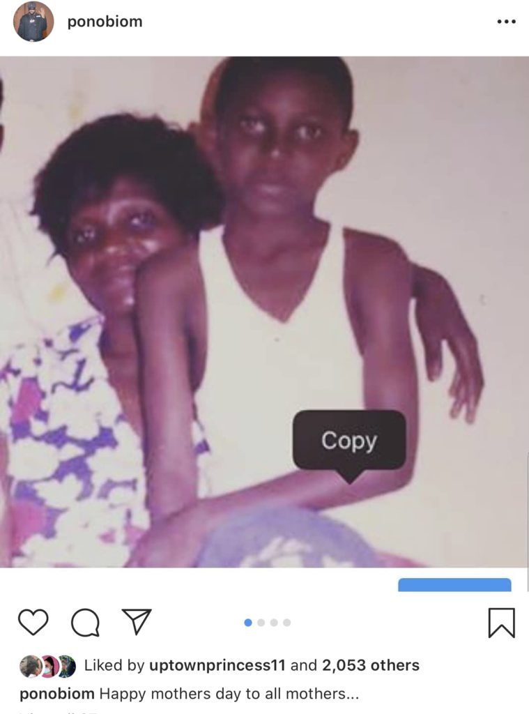 Mother's Day: Yaa Pono (Ponobiom) shows off an old photo of himself and his mother