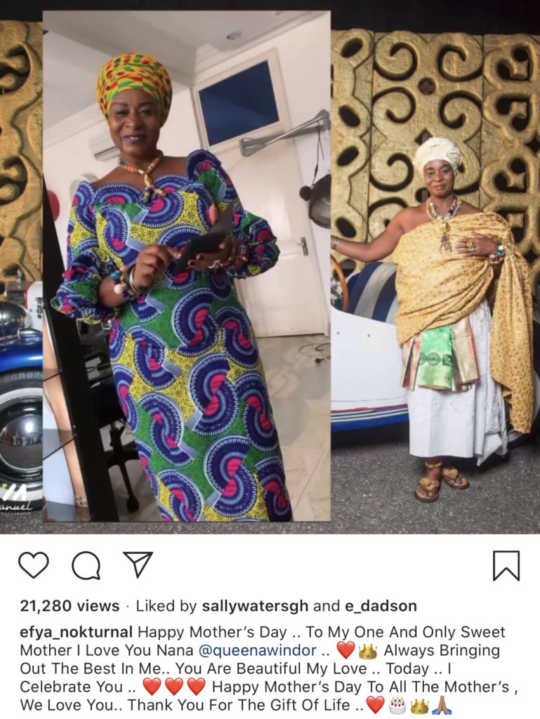 Mother of Singer Efya, Nana Adwoa Awindor, was celebrated by her daughter on Mother's Day