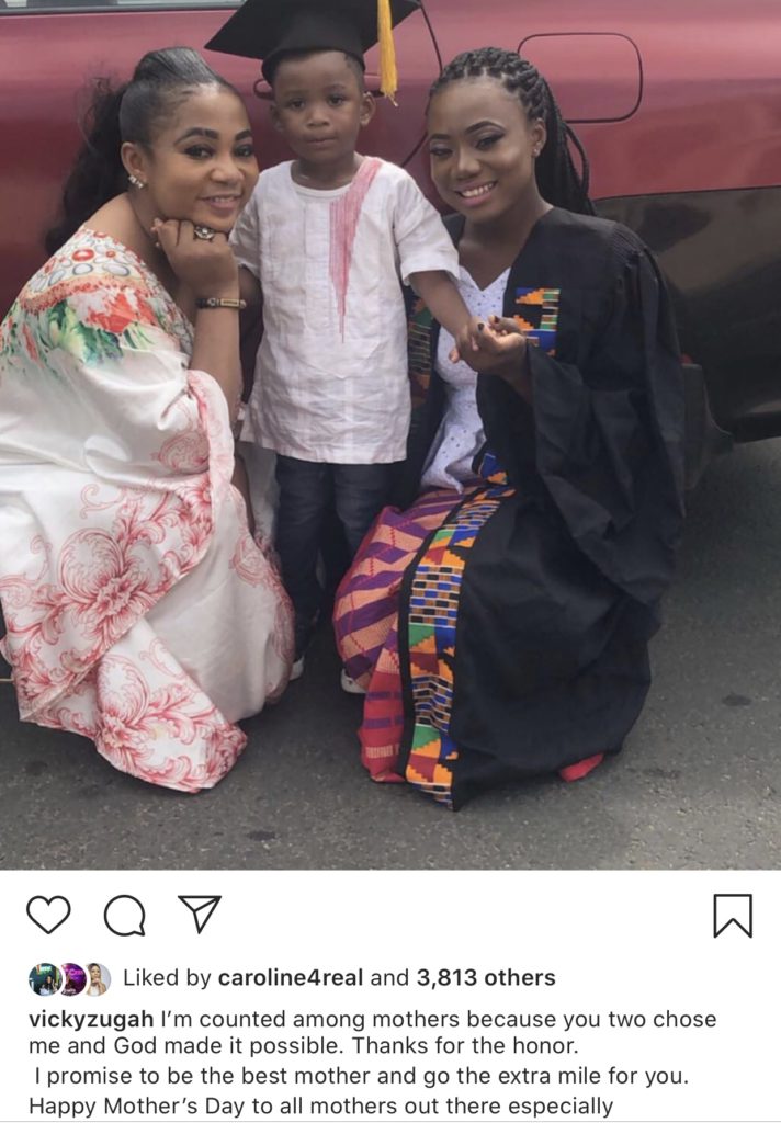 Actress Vicky Zugah celebrated all mothers but also thanked her son for making her a proud mother.