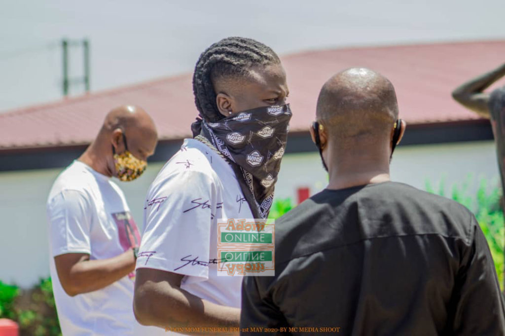 Stonebwoy at the funeral grounds of Don Tsegah's mum