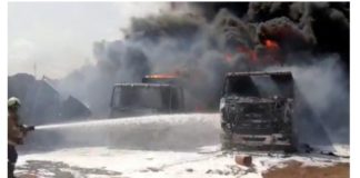 Diesel Tankers gutted by fire