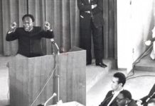 Kwame Nkrumah giving his speech at the founding of OAU