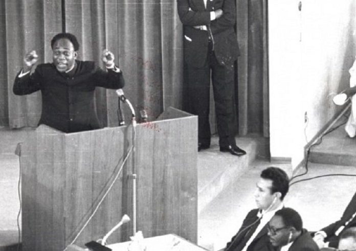 Kwame Nkrumah giving his speech at the founding of OAU