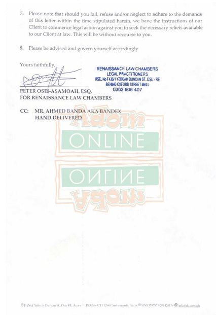 Lawyers of Ahmed Bandex write to actor Lil Win
