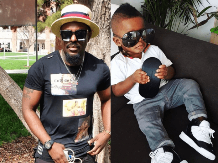 File Photo: Jim Iyke and his son, Harvis Chidubem