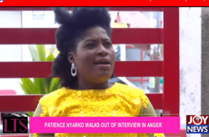 Gospel artiste Patience Nyarko has been spotted in a viral video walking out of an interview with JoyNews reporter Becky.