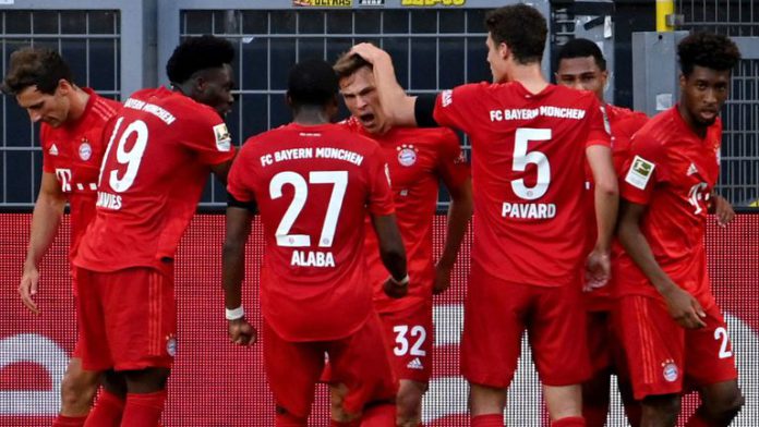 La joie des joueurs du Bayern Munich face au Borussia Dortmund Image credit: Getty Images