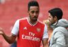 Arsenal Head Coach Mikel Arteta talks to Pierre-Emerick Aubameyang at half time during a friendly match between Arsenal and Charlton Athletic at Emirates Stadium on June 06, 2020 Image credit: Getty Images