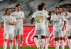 Real Madrid's Brazilian forward Vinicius Junior (R) celebtrates with teammates after scoring during the Spanish League football match Real Madrid CF against RCD Mallorca at at the Alfredo di Stefano stadium Image credit: Getty Images