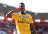 Eddie Nkethia of Arsenal celebrates after he scores a goal to make it 1-0 following a mistake from Alex McCarthy of Southampton during the Premier League match between Southampton FC and Arsenal FC at St Mary's Stadium Image credit: Getty Images