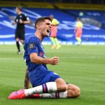 Christian Pulisic of Chelsea celebrates after scoring his sides first goal during the Premier League match between Chelsea FC and Manchester City at Stamford Bridge Image credit: Getty Images