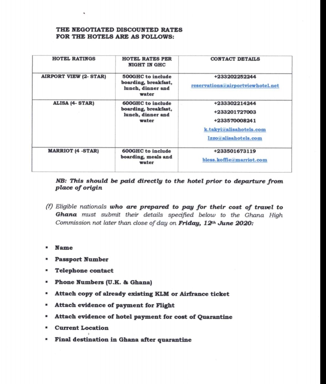 This is how much Ghanaian-UK returnees will pay for quarantine daily ...