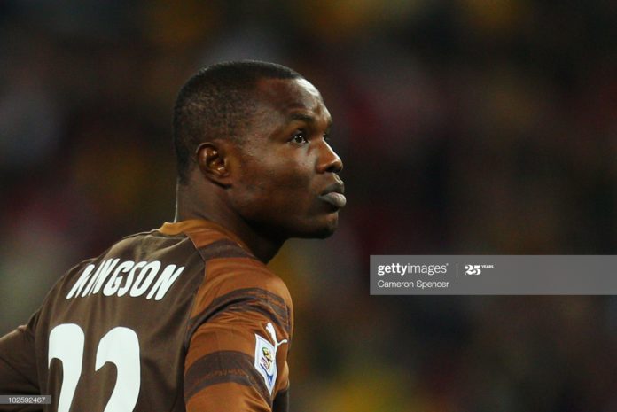 JOHANNESBURG, SOUTH AFRICA - JULY 02: Goalkeeper Richard Kingson of Ghana looks on during the 2010 FIFA World Cup South Africa Quarter Final match between Uruguay and Ghana at the Soccer City stadium on July 2, 2010 in Johannesburg, South Africa. (Photo by Cameron Spencer/Getty Images)