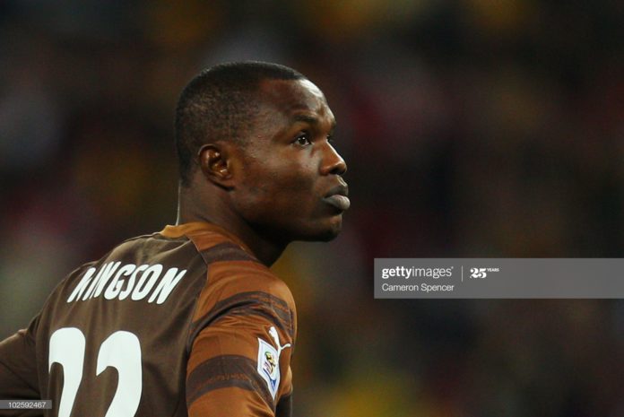 JOHANNESBURG, SOUTH AFRICA - JULY 02: Goalkeeper Richard Kingson of Ghana looks on during the 2010 FIFA World Cup South Africa Quarter Final match between Uruguay and Ghana at the Soccer City stadium on July 2, 2010 in Johannesburg, South Africa. (Photo by Cameron Spencer/Getty Images)