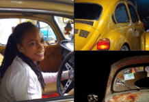 Pascaline Edwards shows off first car she bought with her own money