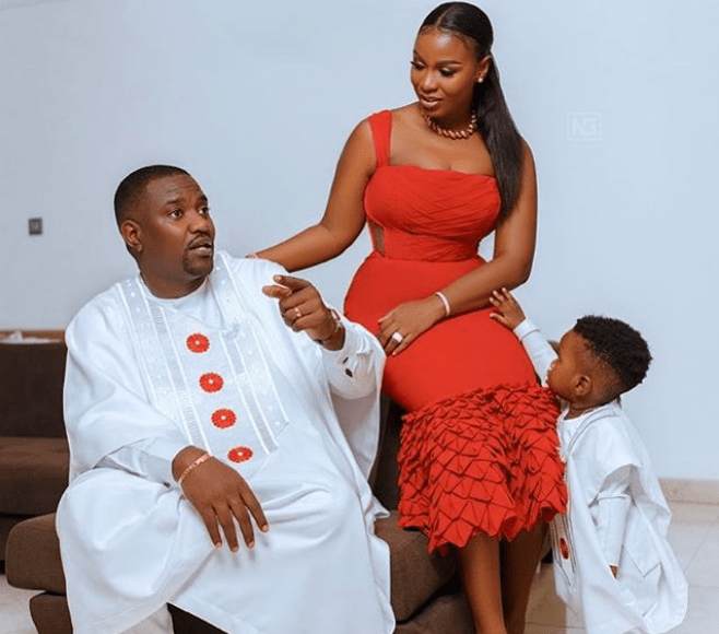 From Left: John Dumelo, his wife, Miss Gee and son, John Dumelo Jnr
