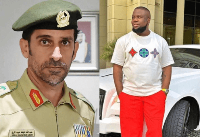 L-R: Dubai’s Police’s Commander-in-Chief, Abdullah Khalifa Al Marri & Hushpuppi