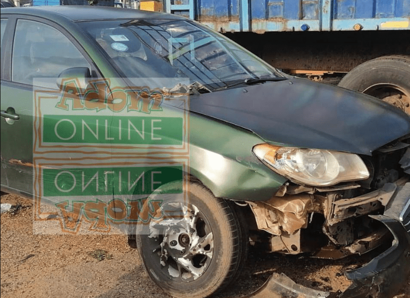 Lawyer Nti's damaged car after accident 
