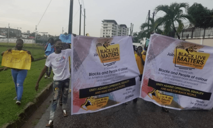 Some group of Nigerians took the streets of Lagos to protest the killing of George Floyd