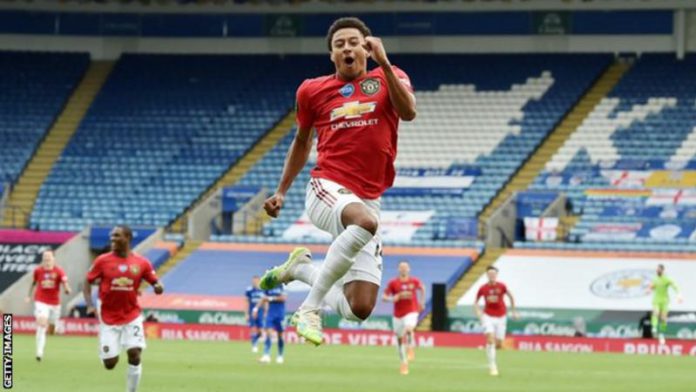 Jesse Lingard's only Premier League goal of the 2019-20 season came on the final day in his side's 2-0 win over Leicester City