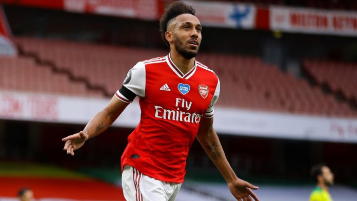 Pierre-Emerick Aubameyang celebrates scoring against Norwich. Image credit: Getty Images