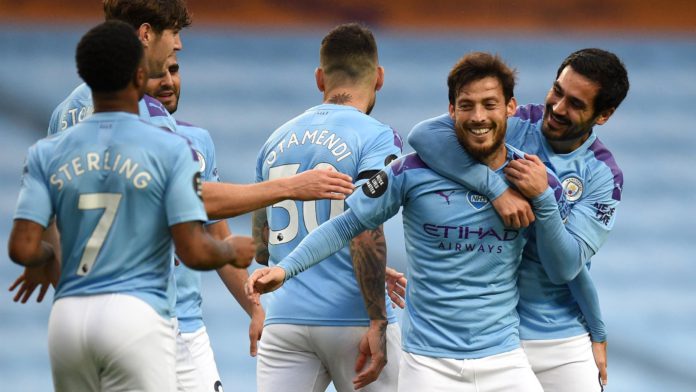 Riyad Mahrez and Kevin De Bruyne celebrate a Manchester City goal. Image credit: Getty Images