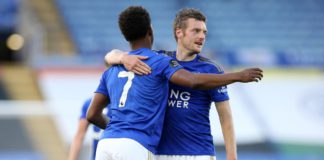 Jamie Vardy and Demarai Gray celebrate Image credit: Getty Images