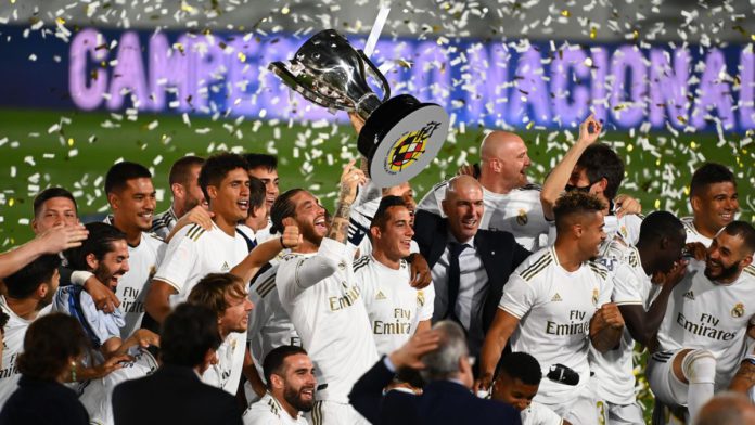 Real Madrid celebrate their title win Image credit: Getty Images