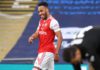 Pierre-Emerick Aubameyang celebrates scoring for Arsenal against Manchester City. Image credit: Getty Images