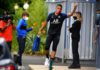 Paris Saint-Germain forward Kylian MBappe waved as he arrived for a training session and will get to play in front of fans at Le Havre on Sunday (AFP Photo/FRANCK FIFE)