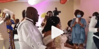 Kyeiwaa dances with her husband at her wedding ceremony