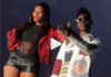 L-R: Wendy Shay and Strongman on the set of Mokobe music video shoot