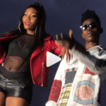 L-R: Wendy Shay and Strongman on the set of Mokobe music video shoot