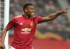 Anthony Martial of Manchester United celebrates scoring their second goal during the UEFA Europa League round of 16 second leg match between Manchester United and LASK at Old Trafford on August 05, 2020 in Manchester, England. Image credit: Getty Images