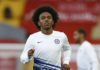 Willian of Chelsea warms up prior to during the Premier League match between Liverpool FC and Chelsea FC at Anfield on July 22, 2020 in Liverpool, England. Image credit: Getty Images