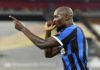 Romelu Lukaku of Inter Milan celebrates after scoring his sides second goal during the UEFA Europa League Quarter Final between FC Internazionale and Bayer 04 Leverkusen at Merkur Spiel-Arena on August 10, 2020 in Duesseldorf, Germany. Image credit: Getty Images