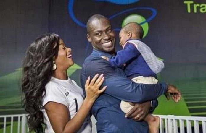 Chris Attoh, wife and son