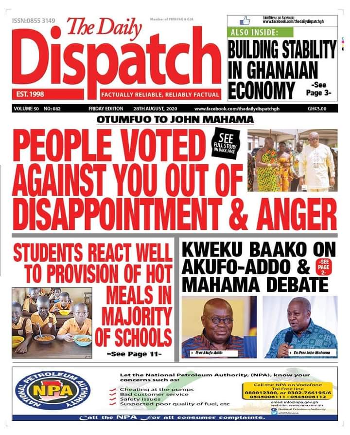 Newspaper Headlines Friday August 28 2020