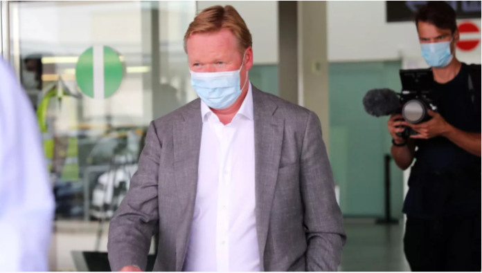 Ronald Koeman arriving at Barcelona airport for to sign as new FC Barcelona coach, in Barcelona, on August 18, 2020 Image credit: Getty Images