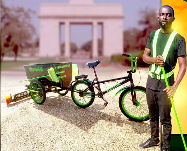 Ghanaian invents sweeping bike