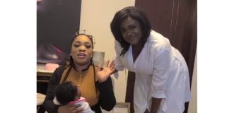 Moesha Boduong visits Tracey Boakye