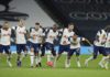 TOTTENHAM HOTSPUR PLAYERS CELEBRATE FOLLOWING THEIR TEAM'S VICTORY IN IN THE PENALTY SHOOT OUT AND THEREFORE WINNING DURING THE CARABAO CUP FOURTH ROUND MATCH BETWEEN TOTTENHAM HOTSPUR AND CHELSEA AT TOTTENHAM HOTSPUR STADIUM ON SEPTEMBER 29, 2020 IN LOND IMAGE CREDIT: GETTY IMAGES