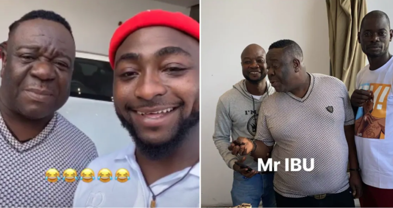 Nollywood actor Mr Ibu chills inside Davido’s mansion [Watch]