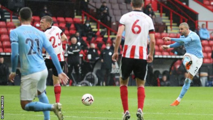 Walker's goal was his fourth for Manchester City