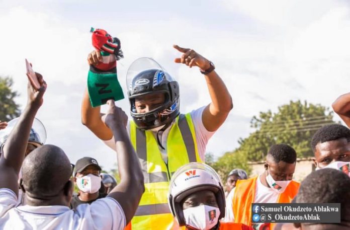 Okudzeto Ablakwa was joined by dozens of Okada riders to file his nomination