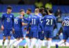 JORGINHO OF CHELSEA CELEBRATES WITH TEAMMATES AFTER SCORING HIS SIDES FOURTH GOAL DURING THE PREMIER LEAGUE MATCH BETWEEN CHELSEA AND CRYSTAL PALACE AT STAMFORD BRIDGE ON OCTOBER 03, 2020 IN LONDON, ENGLAND. IMAGE CREDIT: GETTY IMAGES