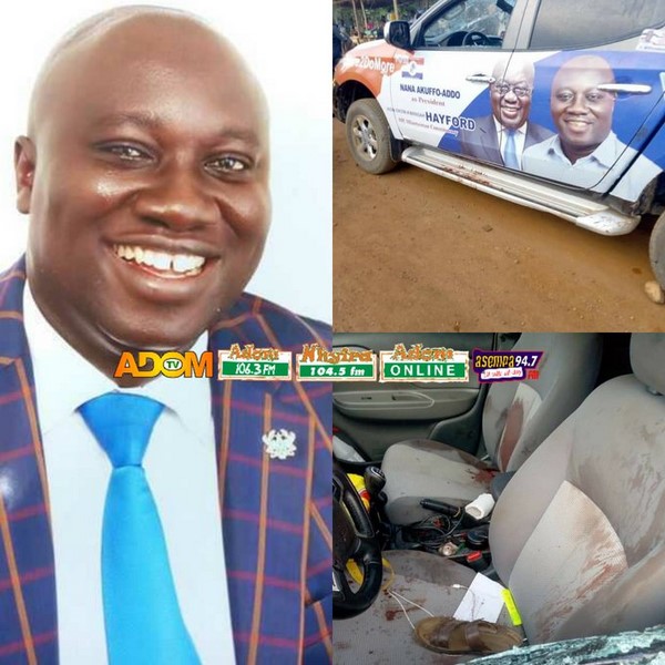 Sad photos of Mfantseman MP’s car from crime scene